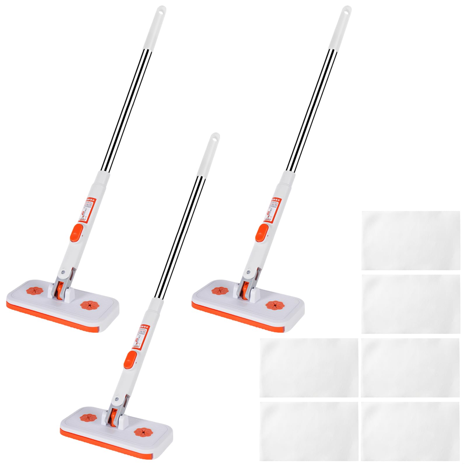 Mały płaski mop, 3 szt. mini mopa z 6 ściereczkami, pomarańczowy, 80 cm, kompaktowa szczelina do czyszczenia kurzu do domu, łazienki, kuchni