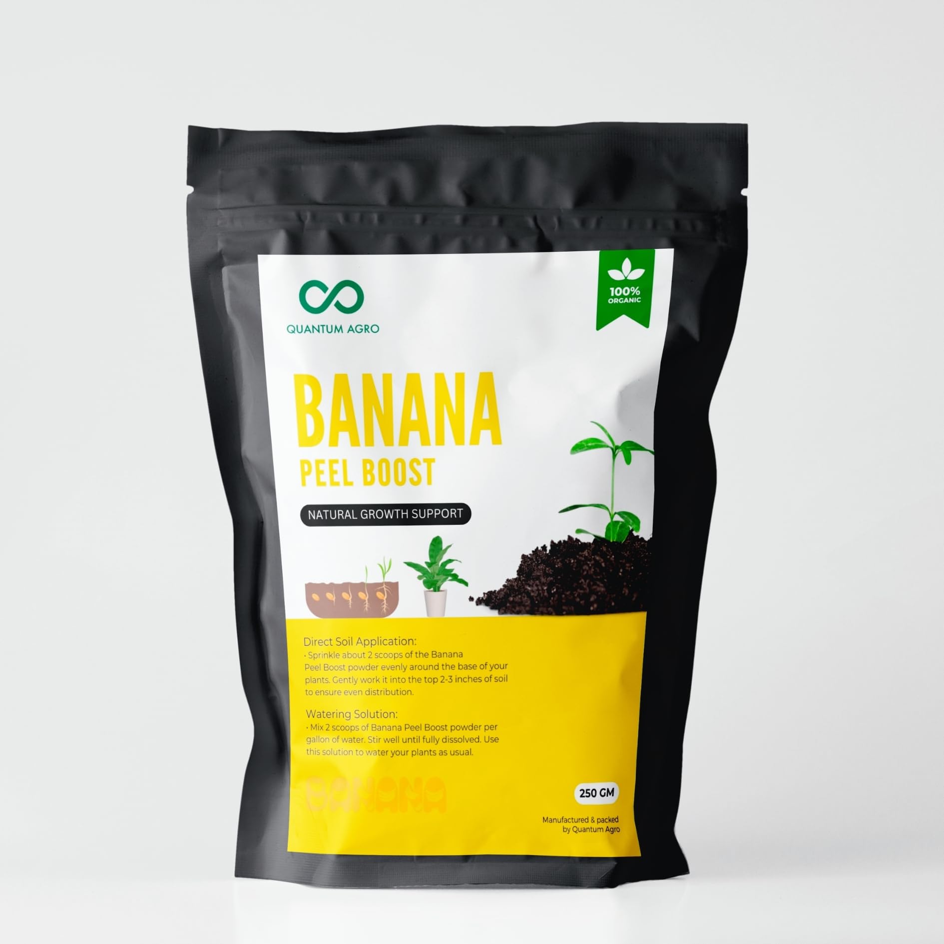 Quantum Agro - Natural Banana Peel Boost Fertilizer | Fertilizer with Natural Organic Ingredients | Ideal For Garden, Farming & Outdoor Plant Care (Pack of 2, Each Pack 250gm) (B0D66DX488) Amazon Price History, Amazon Price Tracker