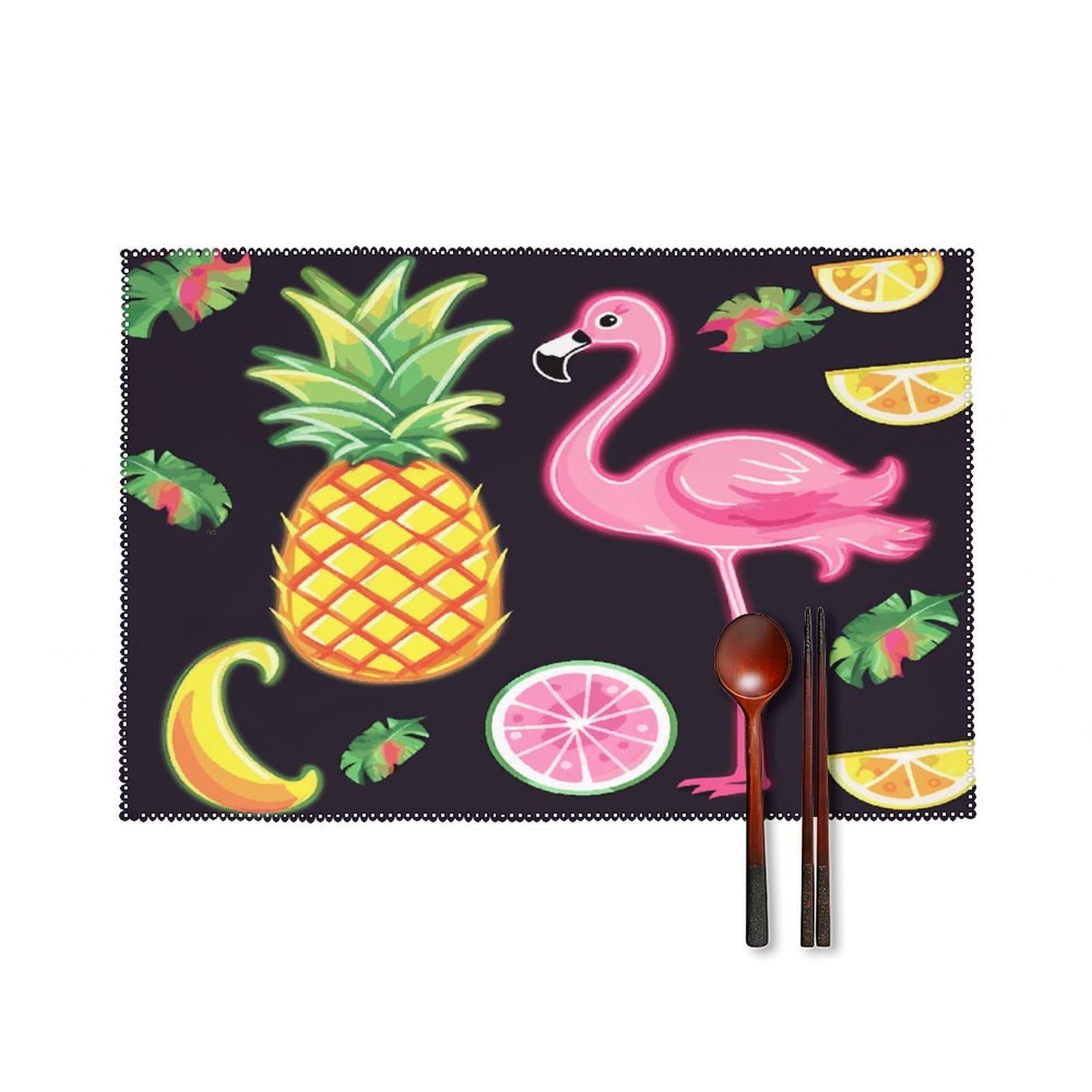 Fodpand Style Pineapple Banana Flamingo Placemats Set Of 4 Place Mats Table Mats