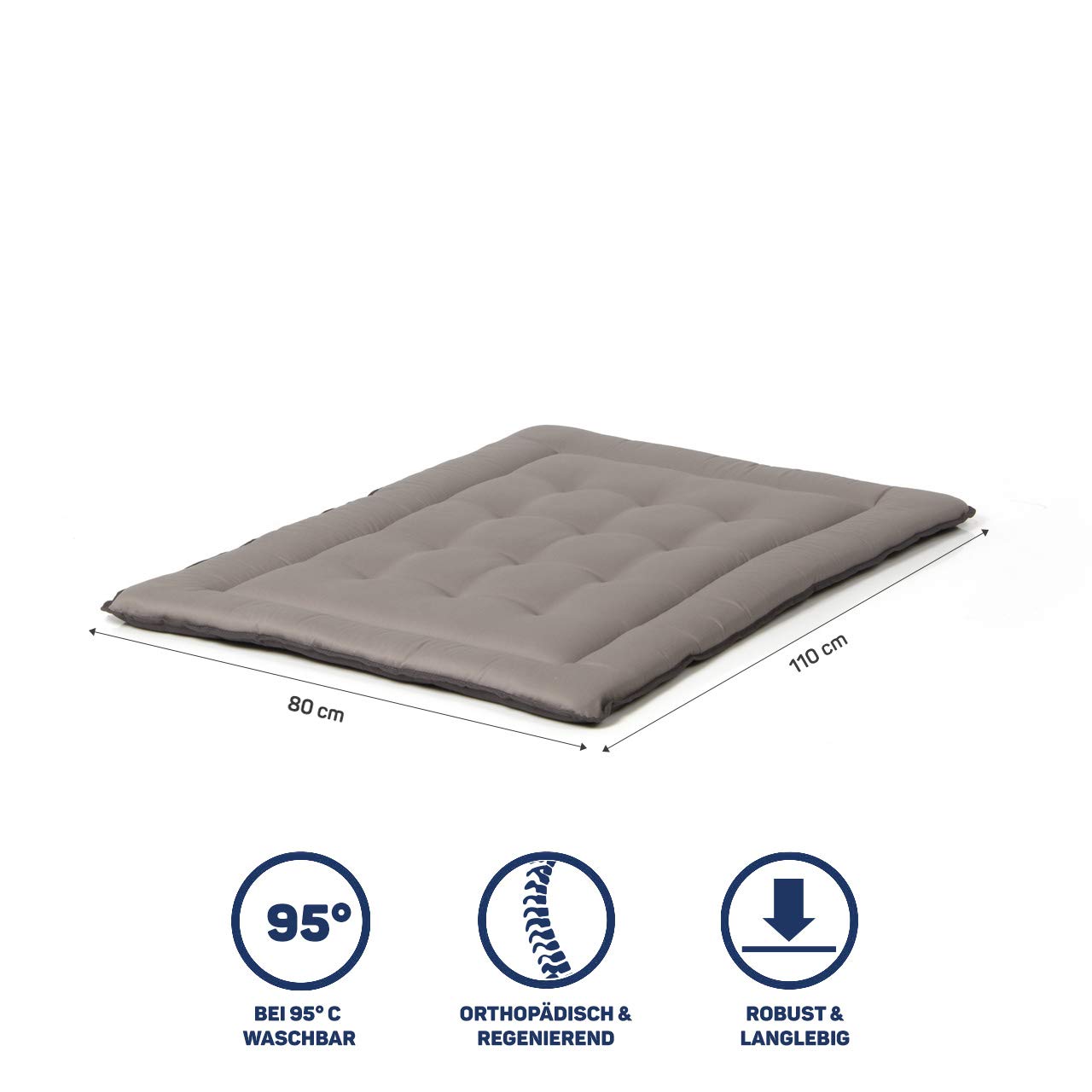 Wallace & Jones | Wendedecke pflegeleicht waschbar bis 95°C - gepolsterte Indoor/Outdoor Liegedecke für Hunde | XL - 110 x 80 cm - Hellgrau/Dunkelgrau
