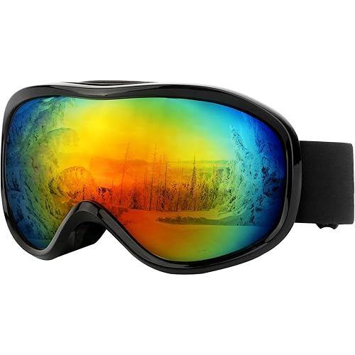 GGBuy Ski Snowboard Goggles OTG Design UV400 Protect Eyewear Glasses Overall Lenses Anti-Fog Windproof for Outdoor Sports