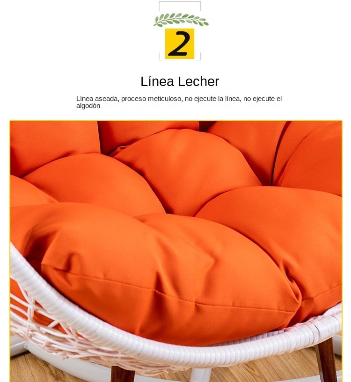 (120 x 80 cm)Cojín para silla con forma de huevo, cojín para sillón colgante, cojín para silla de ratán, cojín integrado,apto para jardines exteriores, columpios interiores, sofás，Uso doméstico