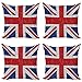 ABAKUHAUS Bandera de Reino Unido Set de 4 Fundas para Cojín, Bandera del Reino Unido Mosaico, Estampado Digital en Ambos Lados y Cremallera, 50 cm x 50 cm, Azul Real Blanco Rojo