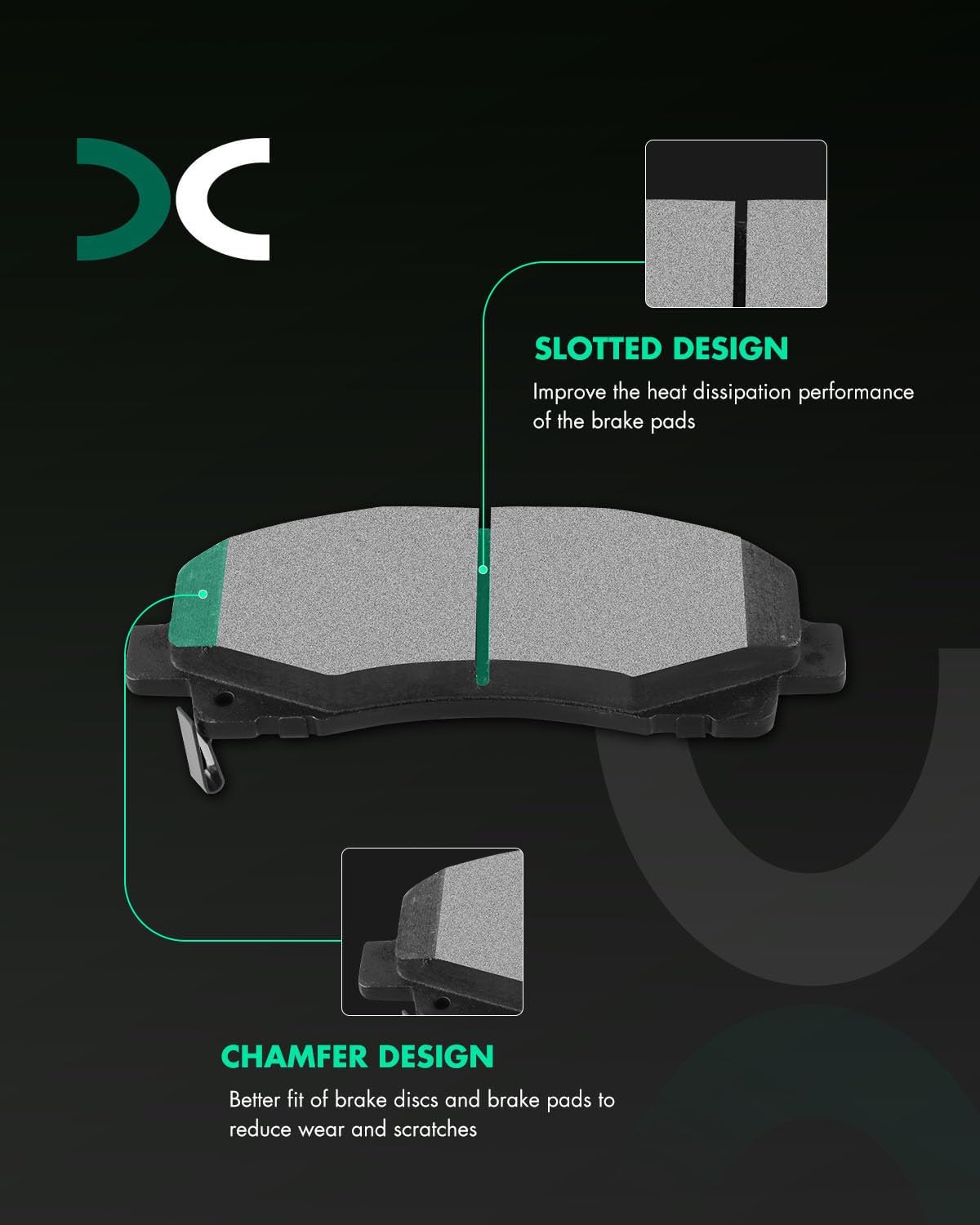 SCITOO D1102 D1103 Front Rear Semi-Metal Brake Pads Sets Fit For Acura TL 2009-2014,For Honda Ridgeline 2006-2011