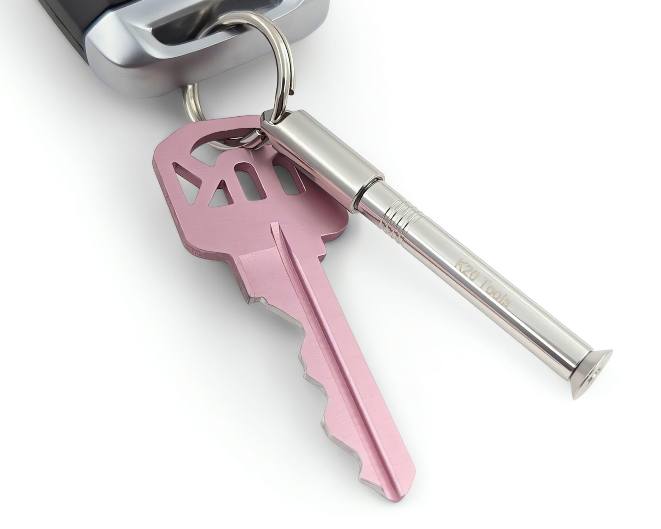 K20 Tools Keychain Tiny Pen - Ballpoint EDC Mini Tool (Stainless Steel)