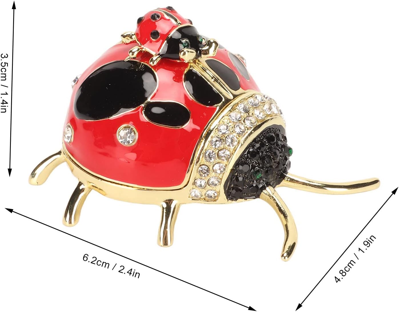 Zerodis Trinket Box, Trinket Box Hinged Hand Painted Red Colored Enamel Crystal Hand Painted Rings Earrings Jewelry Storage Box Ornament