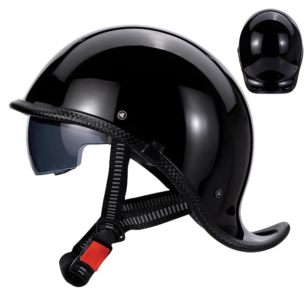 Motorcycle Retro Half Helmet Vintage German Open Face Helmet, DOT Approved Adult Men Women Half Face Helmet, Baseball Cap with Sun Visor, for Scooter Moped Cruiser Chopper ATV Bike