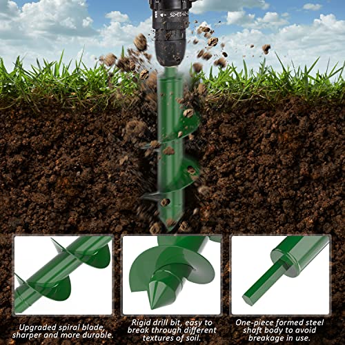 Auger Drill Bit For Planting 4 Pack -1.6X9", 1.6X17.8", 2X14.5" & 3.15X12"- Bulb Flowers Planter Tool, Garden Post Hole Digger, Umbrella Hole Drill Bit, For 3/8” Hex Drive Drill, Plant Rapid Planter #TOP2