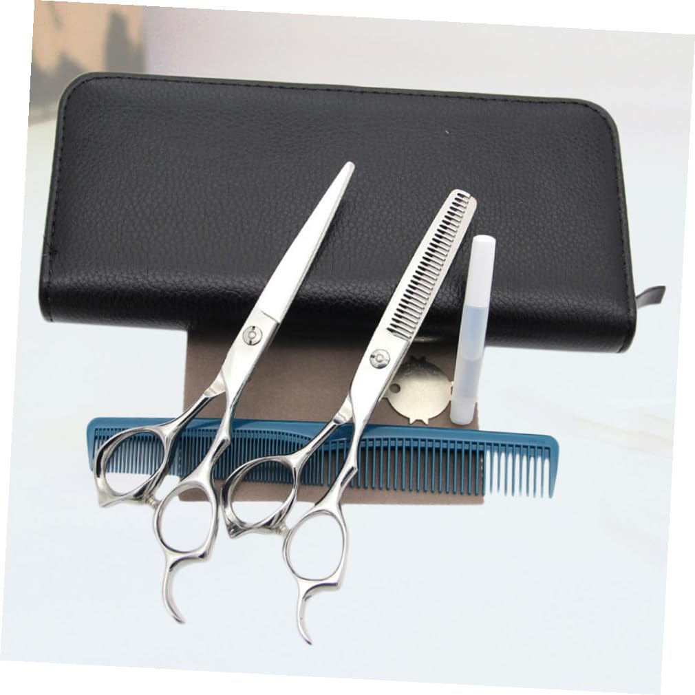 Housoutil Tijeras de Peluquería de Acero Inoxidable, Corte Recto y Vaciado, para Uso Diario en Casa o Salón,