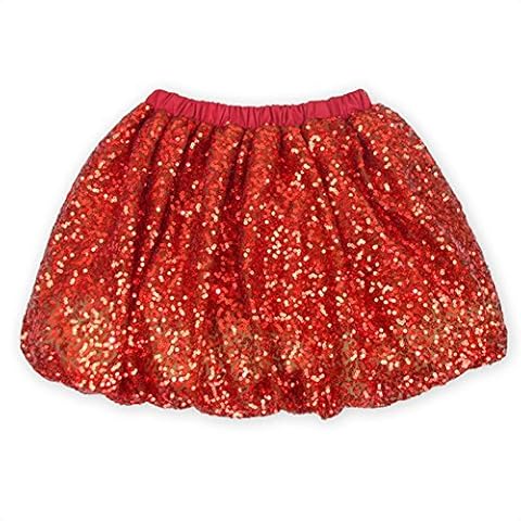 Coralup Little Girls Sparkle Sequin Party Skirt Dance Glitter Tutu Skirts(Red,2-3Y) Cover