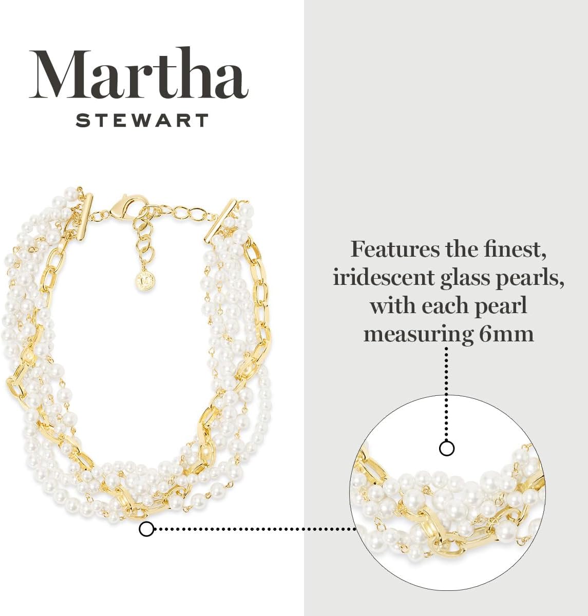 Martha Stewart Five Twisted Strand Pearl and Chain Necklace In Gold For Women