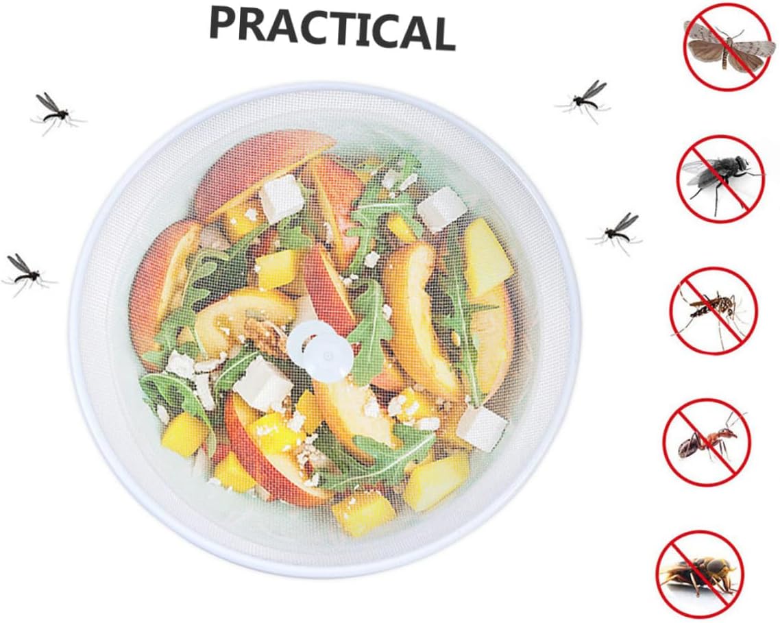 2pcs Household Food Protective Covers Mesh Screen Food Umbrella Dustproof Protecting Covers for Kitchen and Dining Table White 35cm Diameter Set