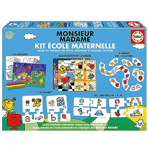 Educa Kit Ecole Maternelle Monsieur Madame Nouveau kit Complet d’activités en français la façon la Plus Amusante d’Apprendre Tout en Jouant avec nos Personnages préférés. plus3 Ans 19691