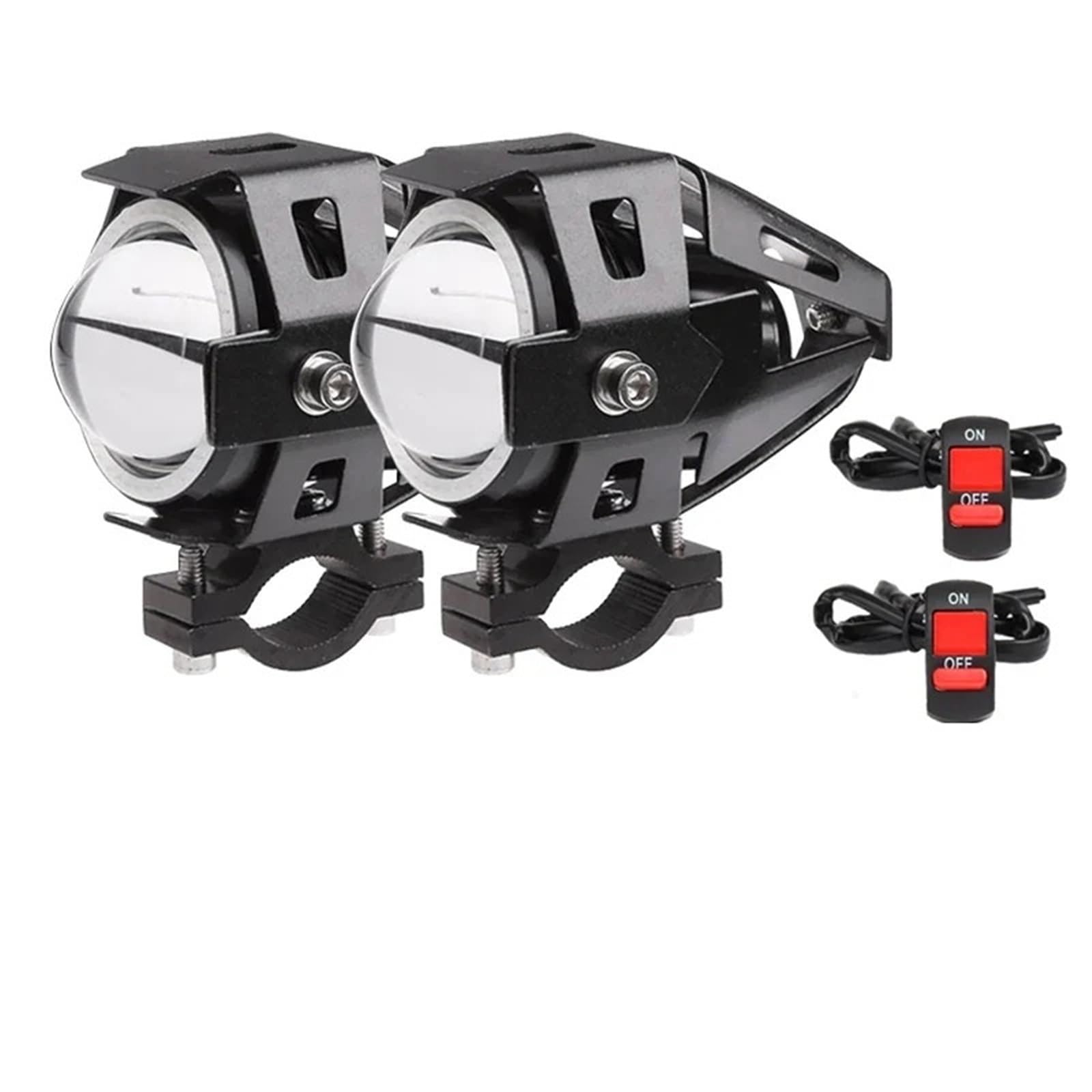 Dirt Bike przednie światła Reflektor motocyklowy Led z oczami Abgle 125W dodatkowe reflektory światła przeciwmgielne motocykl pomocnicza lampa do jazdy U7 Dziennej Dla(2 Pcs-White)