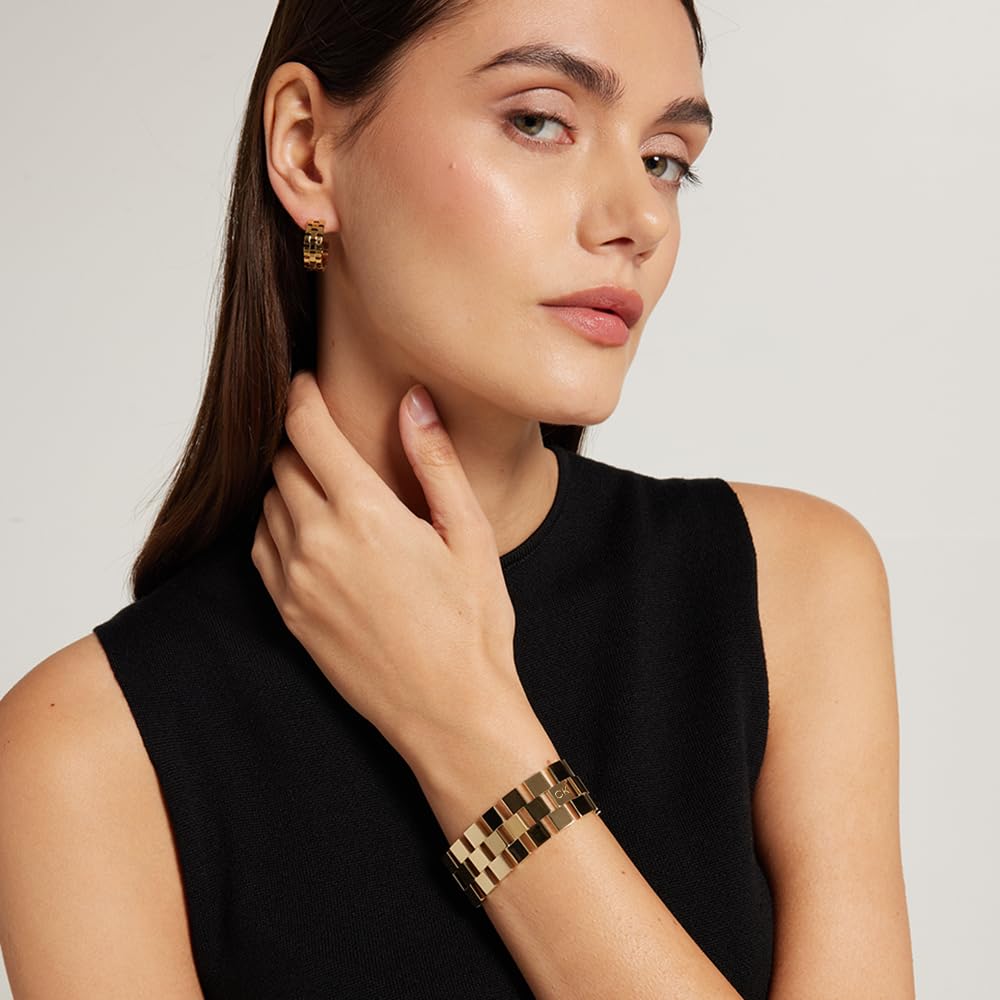 Calvin Klein Hoop Ohrringe für Damen Kollektion GEOMETRIC aus Edelstahl - Erhältlich in Silber oder Gold Version