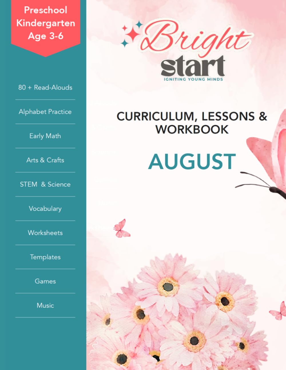 August: Preschool & Kindergarten Lessons & Workbook: Summer Lesson Plans, Alphabet Review, Number Review, Beginning Sounds, Early Math, Writing, ... Worksheets, and Templates for Ages 3–6