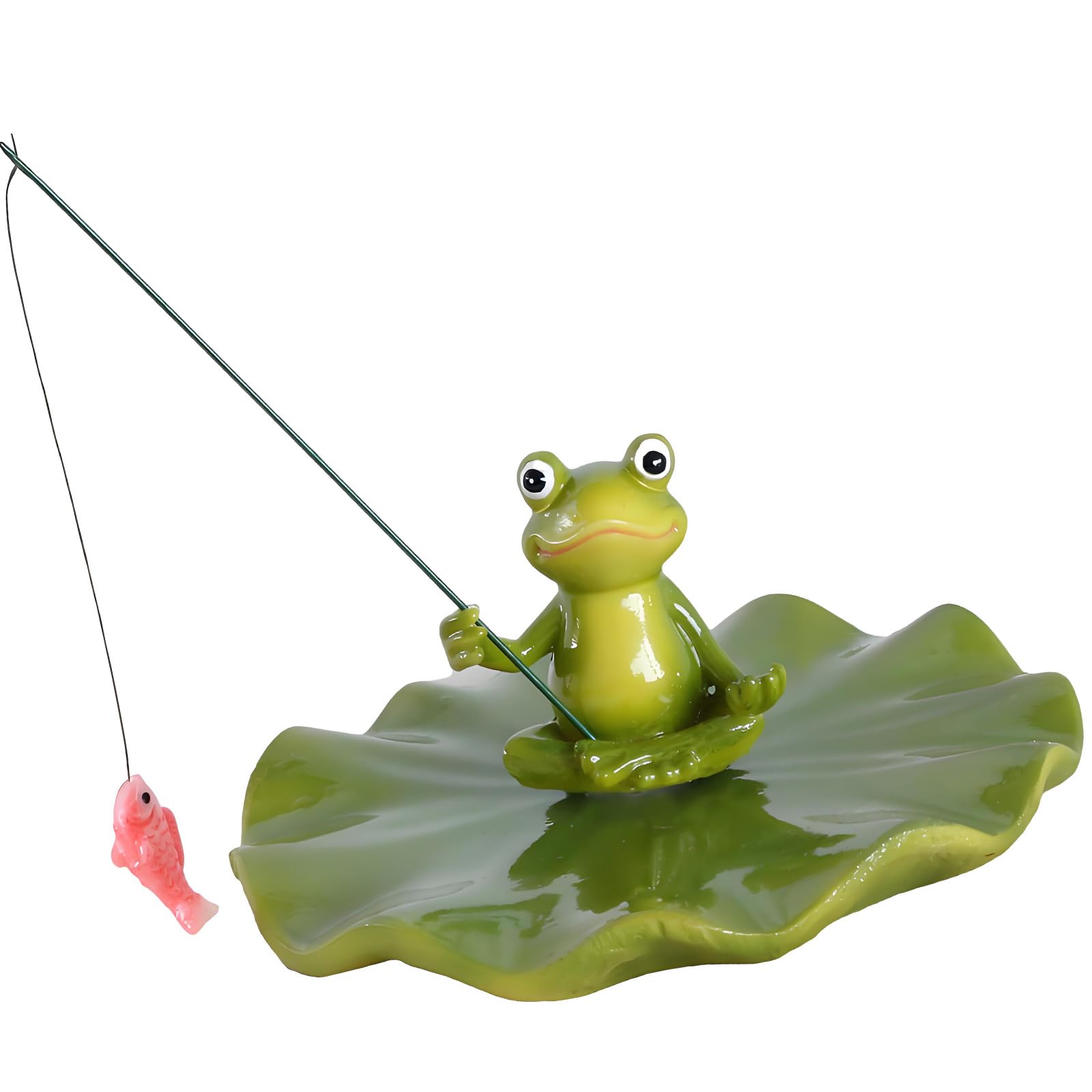 Ekoama Floating Fishing Frogs Sculpture Resin Miniature Garden Pond Decors For Outdoor Aquariums Fish Tanks And Desktop Ornamen