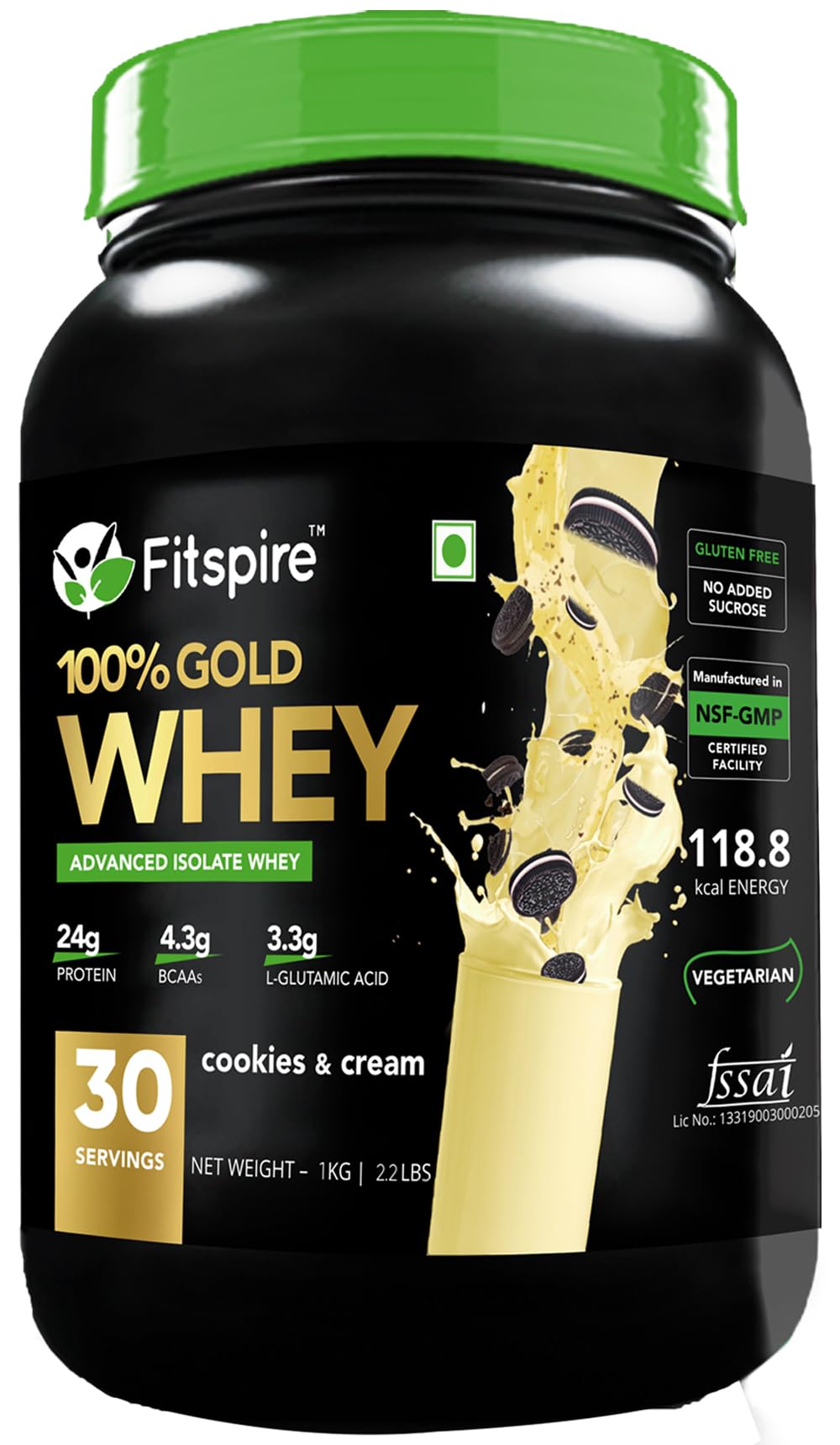 Buy Fitspire Gold Standard 100 Whey Protein Isolate 1 kg/2.2 lb 33
