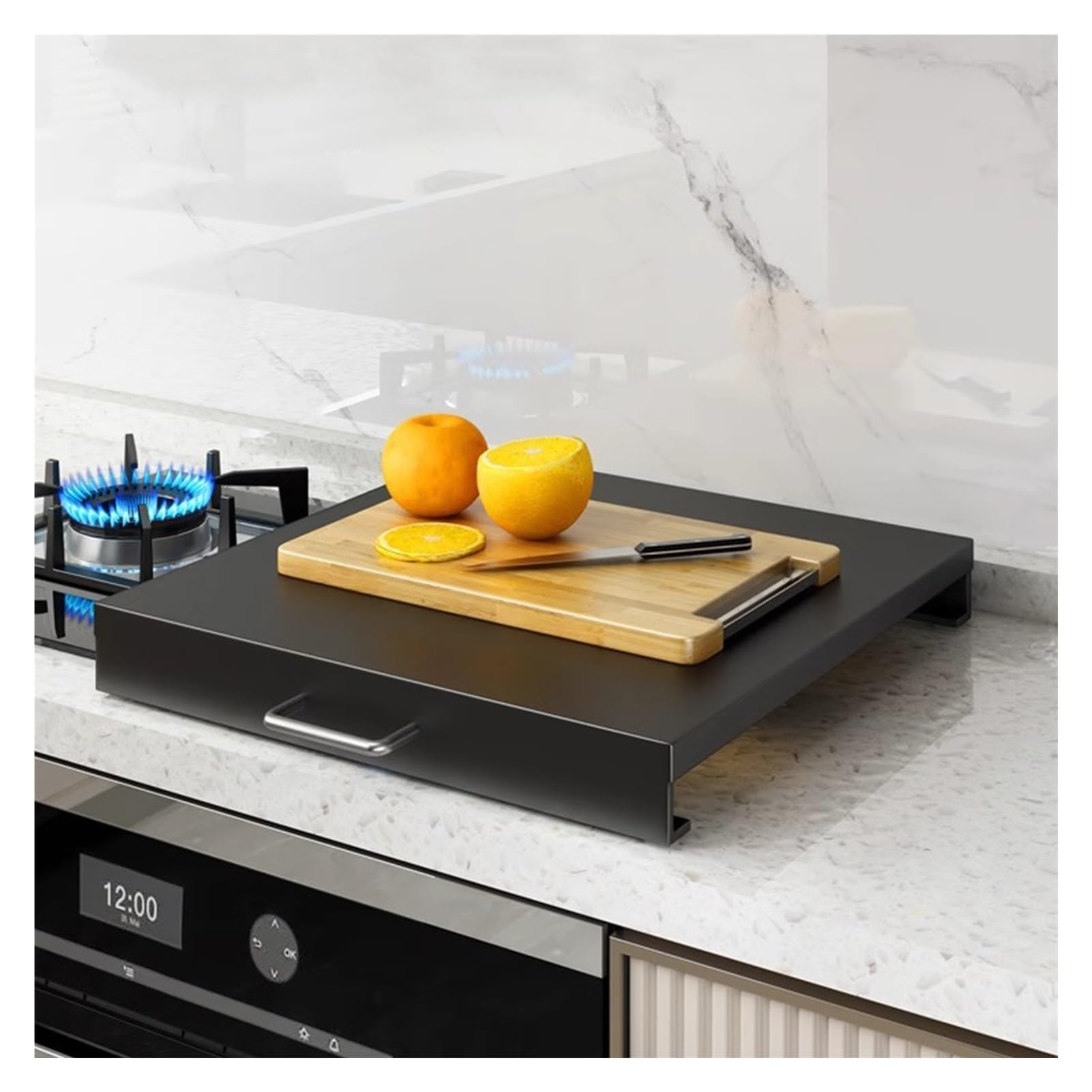 Cubiertas Para Quemadores Protectora Para Cocina De Gas De Acero Al Carbono Ampliación Del Espacio De La Cocina Tapa Encimera Gas Placa Fácil Limpiar(Black,35x45x9cm(14x18x4in))