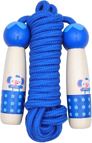 Cuerda de saltar para niños, longitud ajustable, cuerda de algodón con mango de madera para niños y niñas, ejercicio deportivo