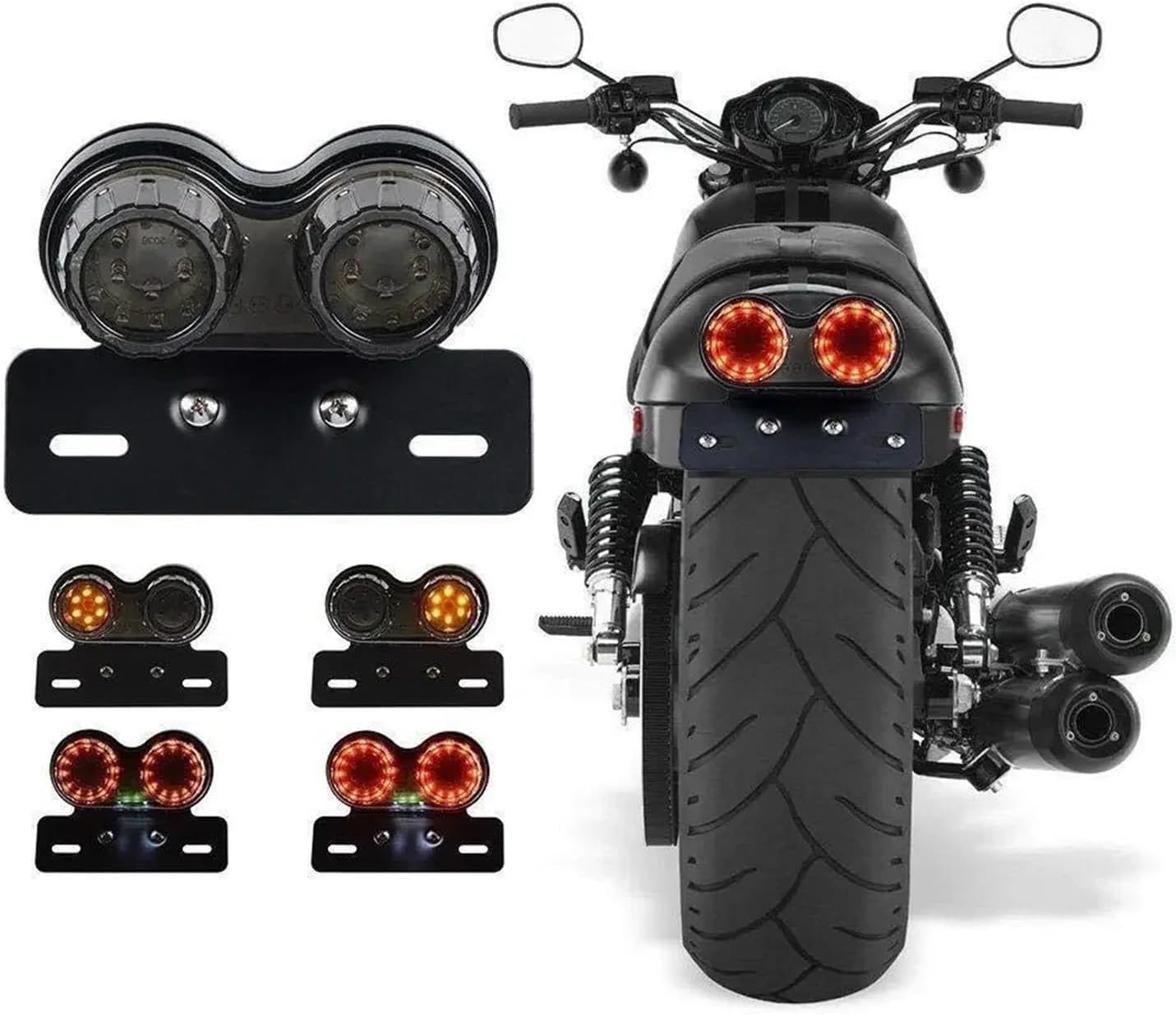 Fanale posteriore per moto Per Atvs Dirt Bike Buggy Motorcycle Led Tail Brake Turn Signals Light License Plate Rears Tails Lights