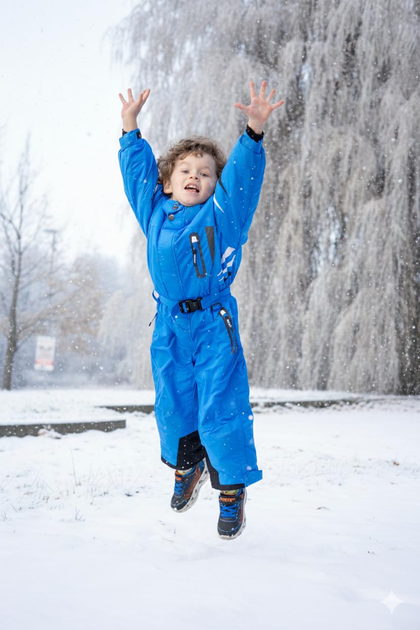 Golder Kinder Skianzug Jungen Mädchen mit Kapuze Winddichter Wasserdichter Schneeoverall