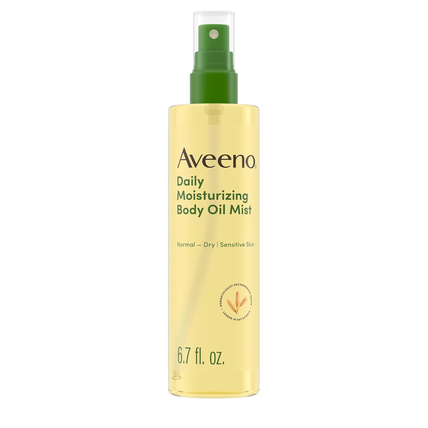 Aveeno Daily Moisturizing Dry Body Oil Mist with Oat & Jojoba Oil for Dry, Rough, Sensitive Skin, Lightweight, Non-Greasy, Body Spray, Paraben, Silicone & Phthalate-Free, 6.7 fl oz