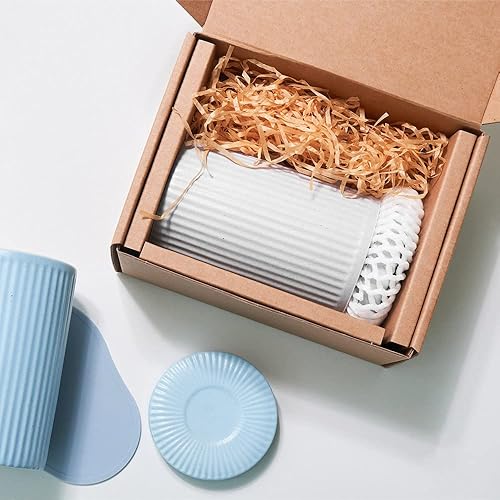 Vista 7 de Coffee Mug with Lid, 16oz Coffee mug and Tea cup with Coaster - Suitable for Dishwasher and Microwave (White)