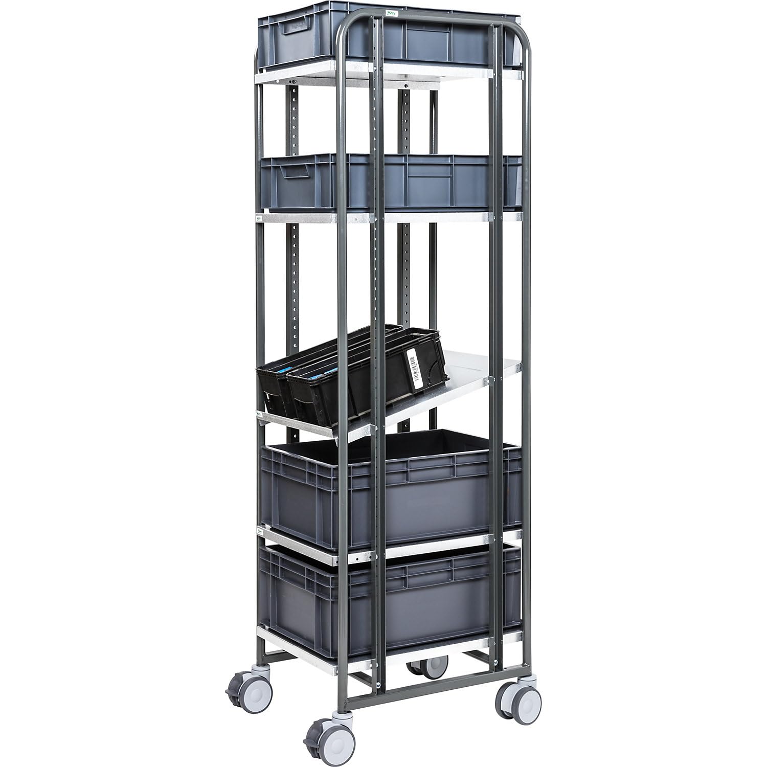 Chariot de préparation E-Commerce - 5 étages - L x l x H : 477 x 638 x 1850 mm