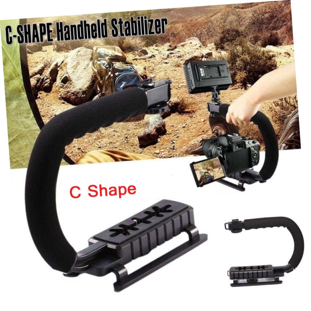 Stabilizzatore per Fotocamera Manuale a C e U, Plastica e Spugna Nero | Stabilizzatore della Fotocamera, Impugnatura Selfie, Riprese a Bassa Angolazione in Movimento, per Viaggi