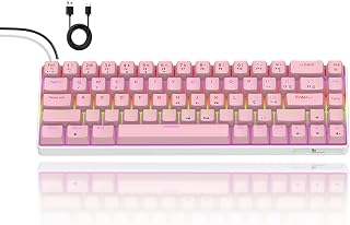 Bettdow Teclado Mecânico KM004 ABNT2, Teclado Gamer com Fio Compacto 68 Teclas com Switches Vermelho, RGB 17 Efeitos, Anti-Ghosting 21 Teclas, Type-C Destacável, para PC Mac Notebook