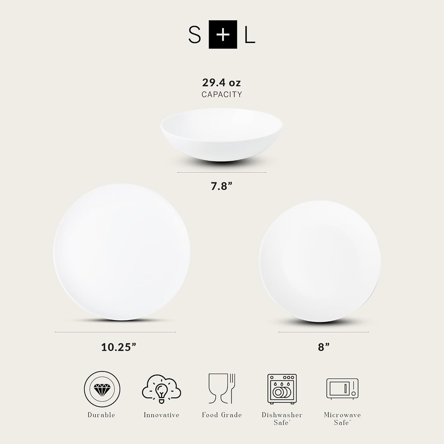 Stone Lain Taglio 12-Piece Dinnerware Set Bone China, Matte White