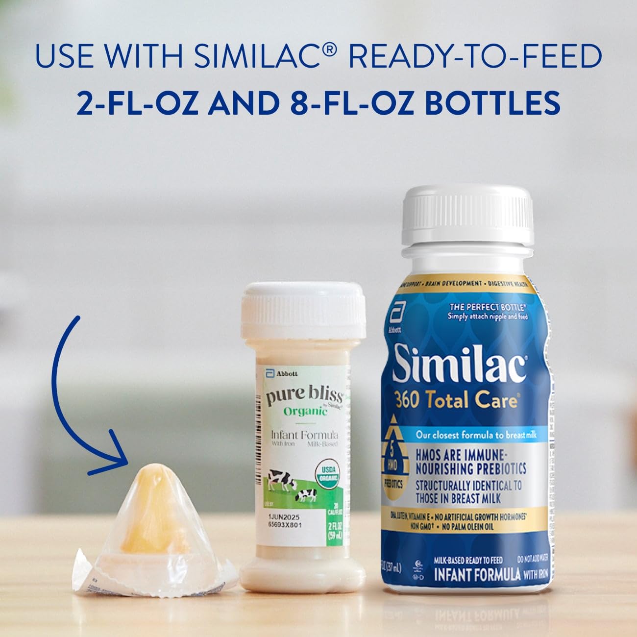 Similac Baby Formula Twist Nipple and Ring, Infant Bottle Nipple and Ring, Latex-Free, 50ct