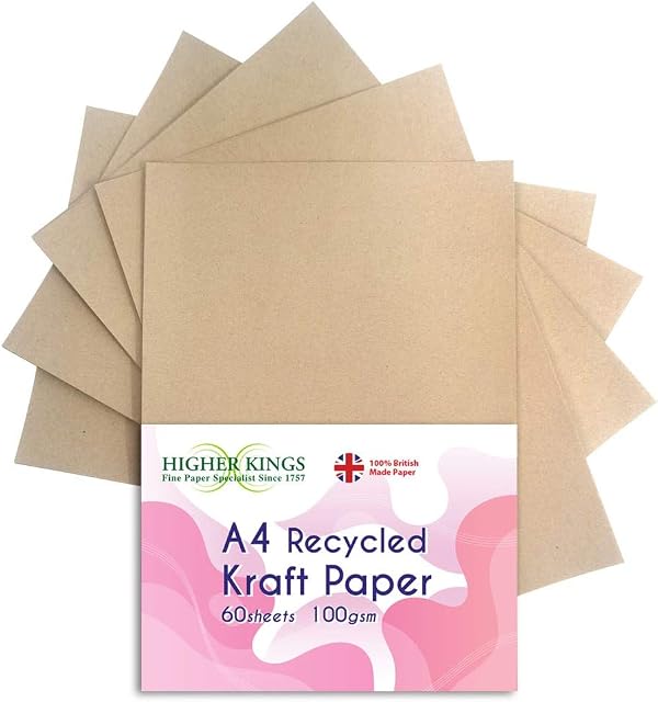 A4 Kraft Paper 100gsm 60 Sheets (100% Recycled) Made in UK*