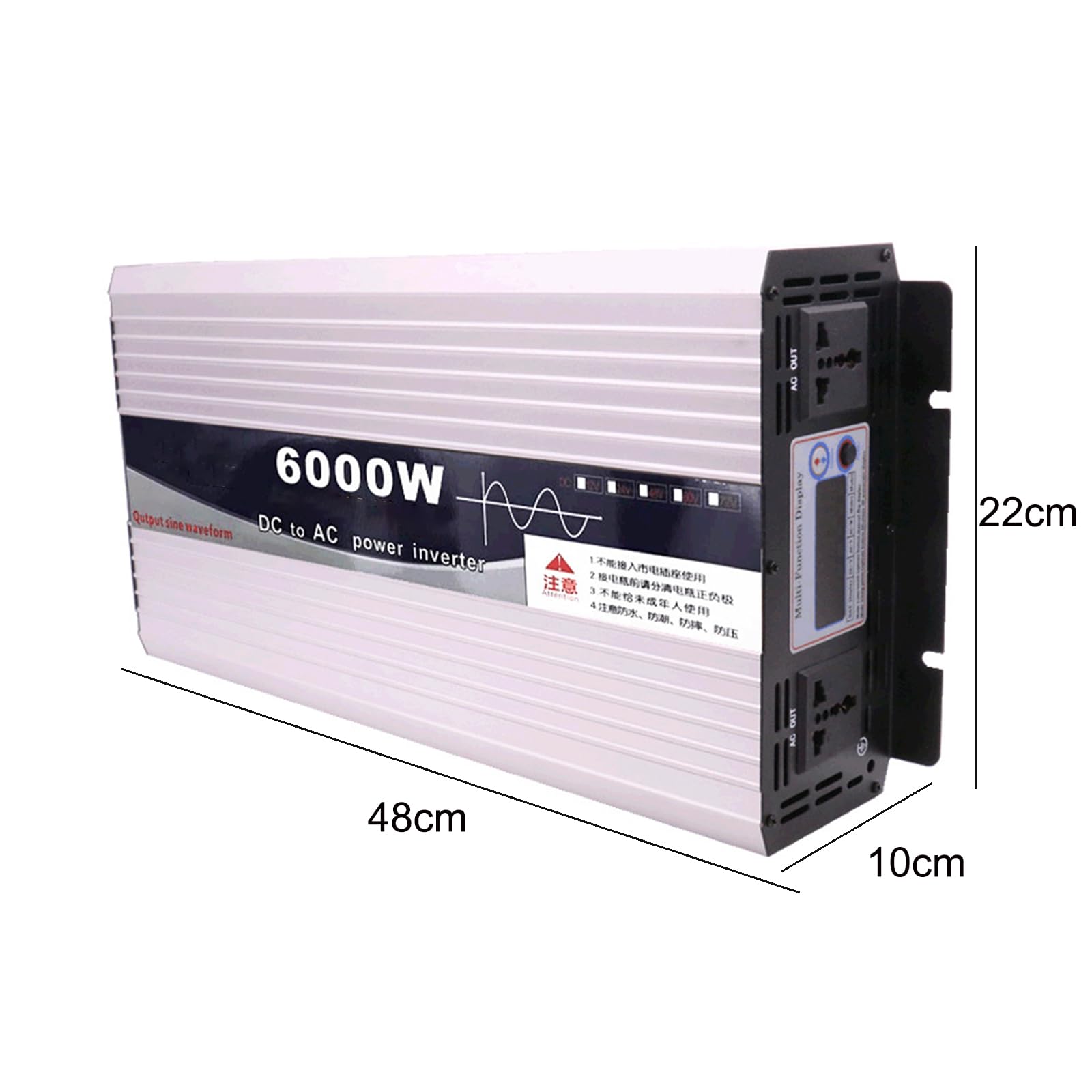 Przetwornica napięcia YXINHONGYUE 6000 W do samochodów, 12 V do 110 V, DC 12 V/24 V/48 V/60 V/72 V do 110 V/220 V AC do pojazdów kempingowych i ciężarówek