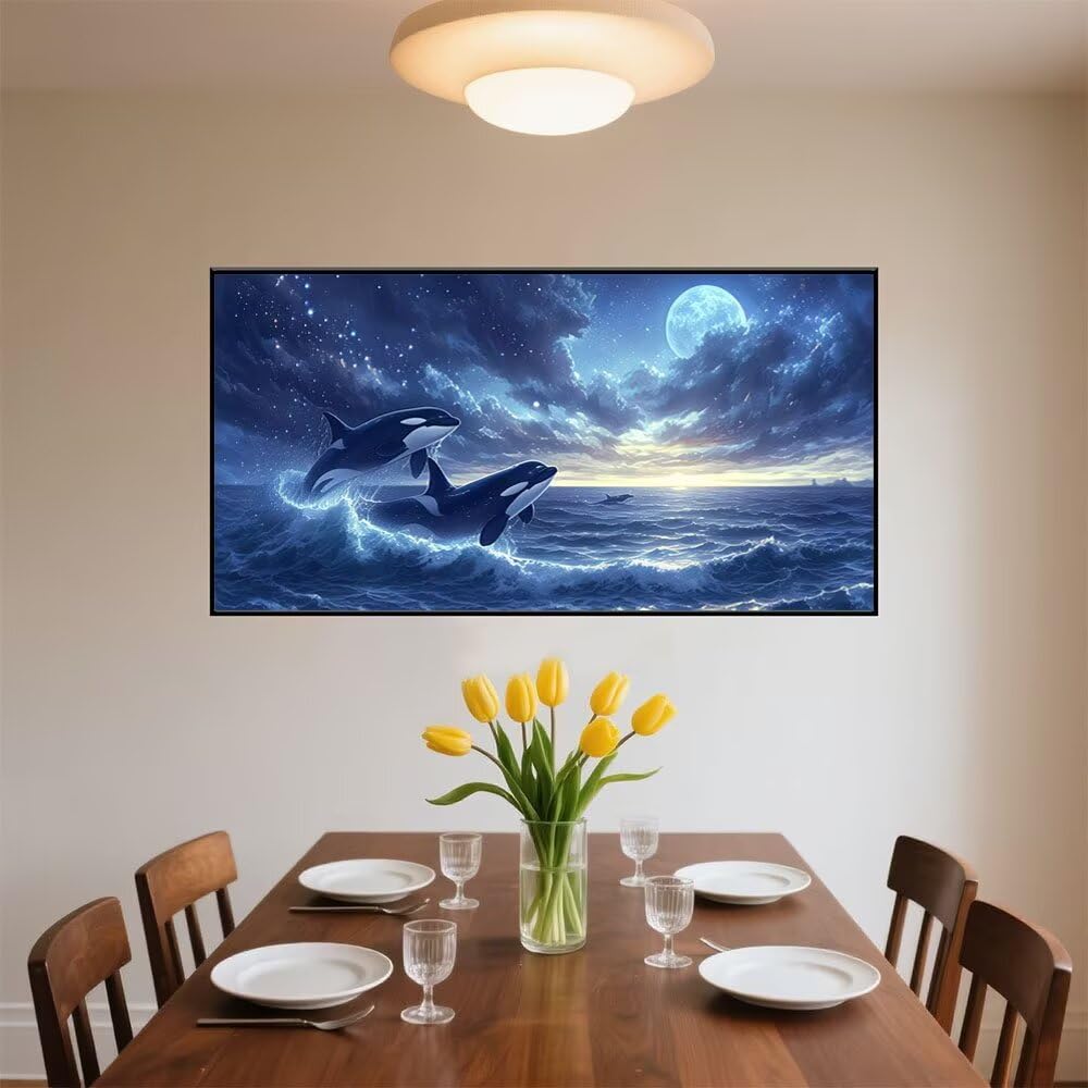Zestawy do haftu krzyżykowego z diamentowym obrazem wieloryba dla dorosłych, zestaw artystyczny, morskie diamenty, sztuka dla dzieci, 5D, DIY, pełne wiercenie, kryształowe zestawy do haftowania