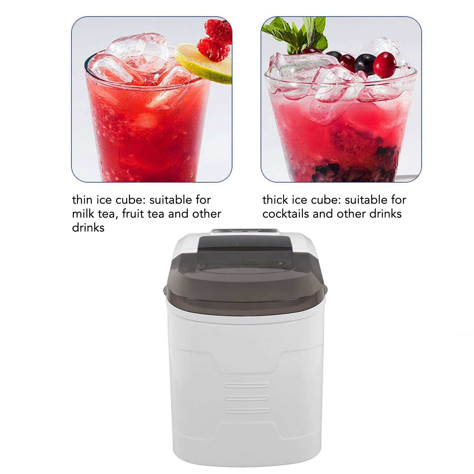 FTVOGUE Máquina para Hacer Hielo en Encimera, Máquina para Hacer Hielo Portátil ABS de 112W con Tanque de Agua de 2,2 L para Cocina, Oficina y Fiesta