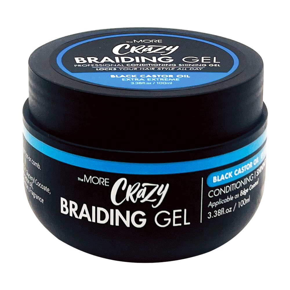 The MORE Crazy Conditioning Shining Braiding Gel Extra Extreme Hold | All Hair Types, Clear Styling Gel Great for 3.38 Fl Oz (Pack of 1)