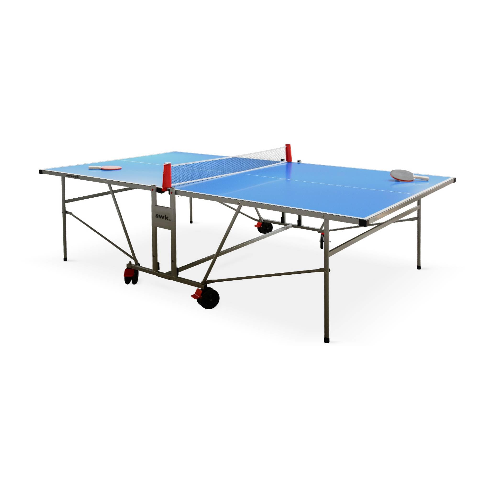 Table de ping Pong Outdoor, avec 2 Raquettes et 3 balles, pour Utilisation extérieure + Housse en PVC