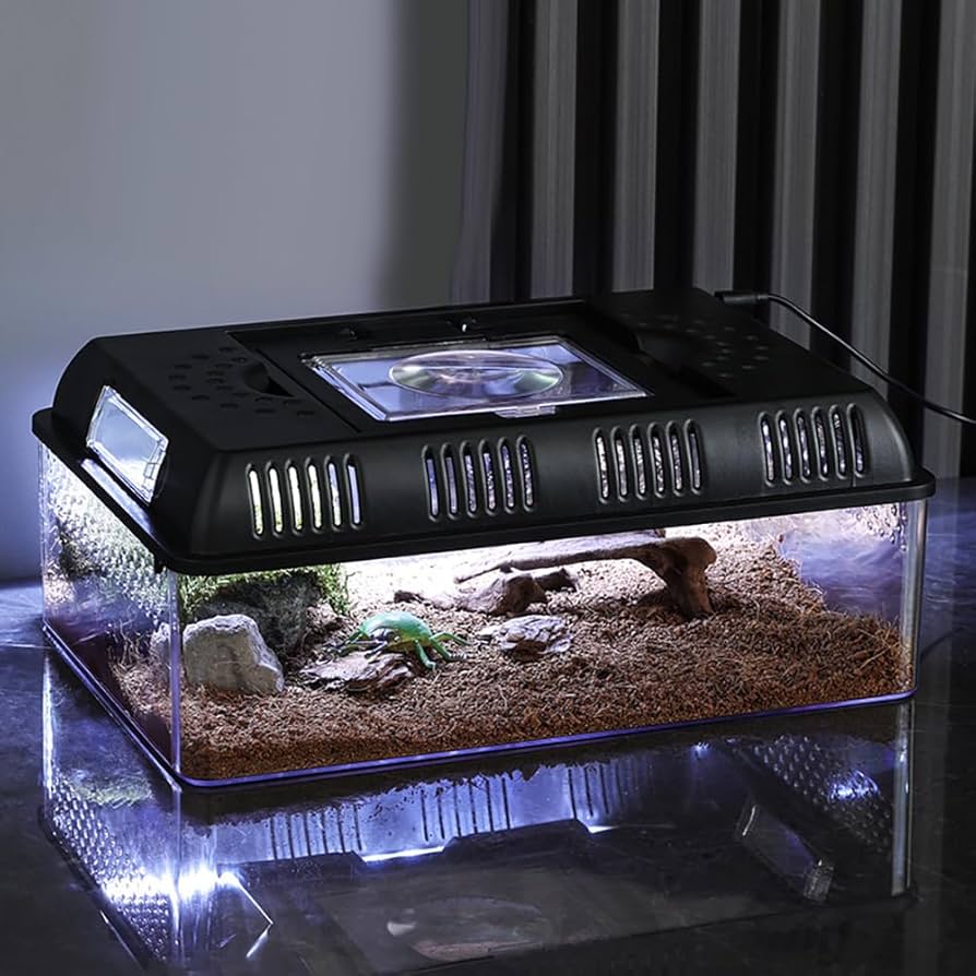 爬虫類 ゲージ ケース Amazon | Pounjsd 爬虫類 ケージ 飼育ケース 給餌ボックス