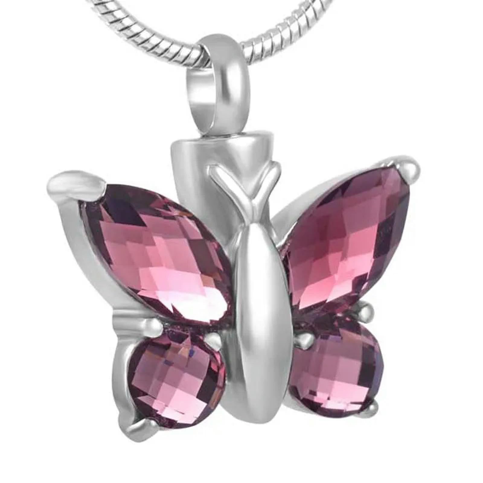 Bijoux commémoratifs en cristal et pendentif papillon
