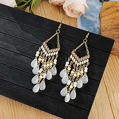 Long Tassel Beaded Earrings for Women Boho Fringe Earrings Indian Beads Drop Earrings Summer Beach Earrings Jewelry - Image 5