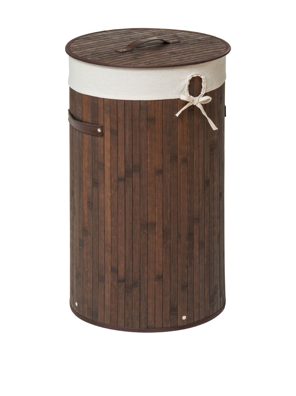 Premier Housewares Kankyo Bamboo Round Laundry Hamper, Dark Brown