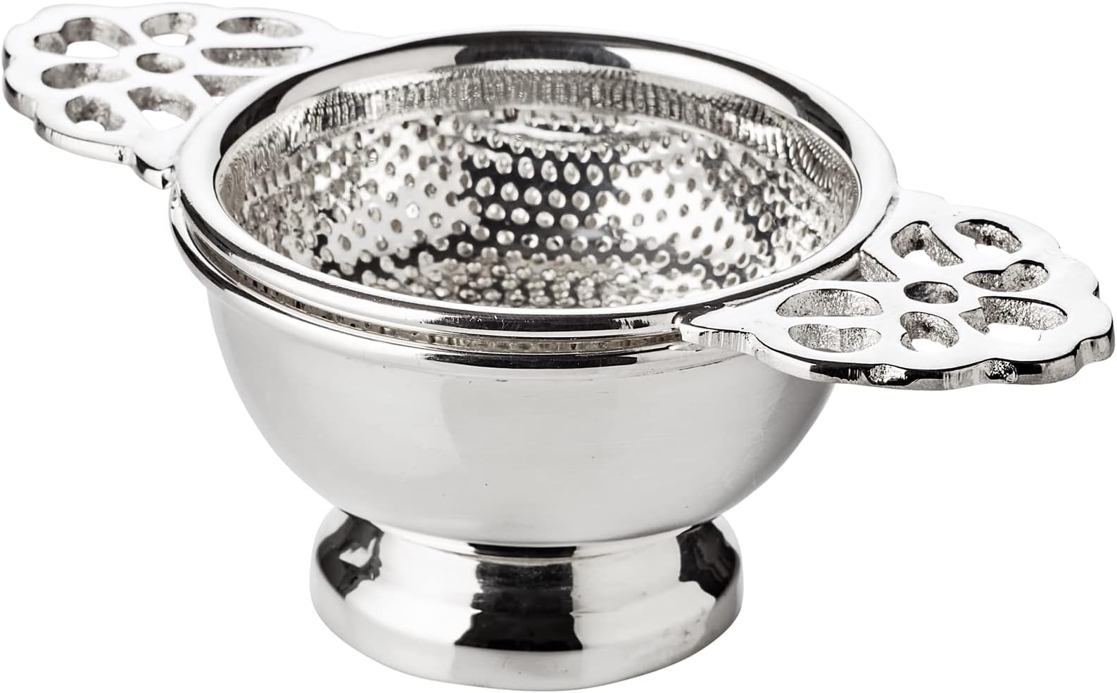 EDZARD Tea Strainer/Filter Assam, with Holder, Heavy Silver Plated, ø 2.5 in