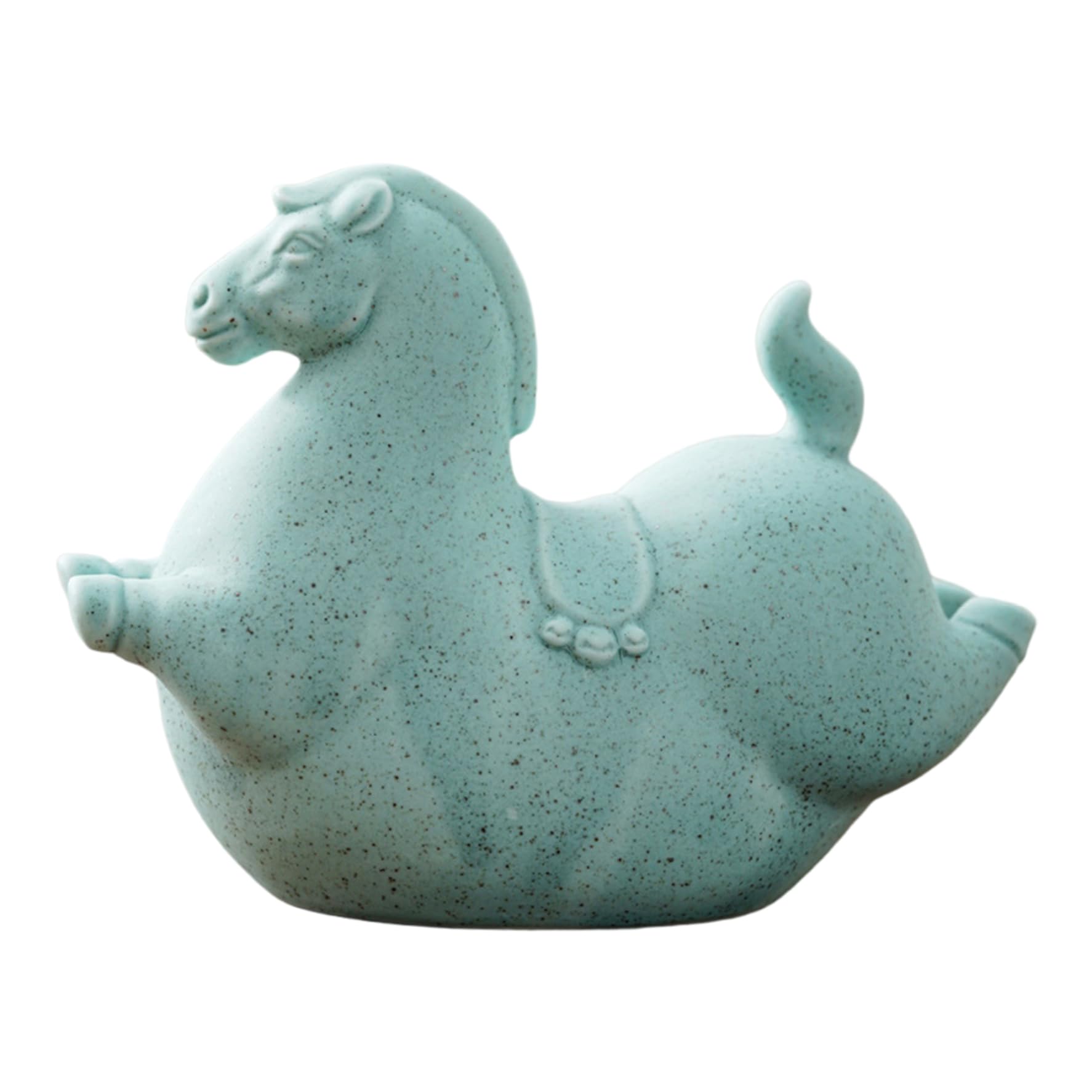 Striegro Ceramic Rocking Horse Figurine, Cute Green Horse Statue for Desk Decor, Miniature Good Luck & Home Office Shelf Decor..