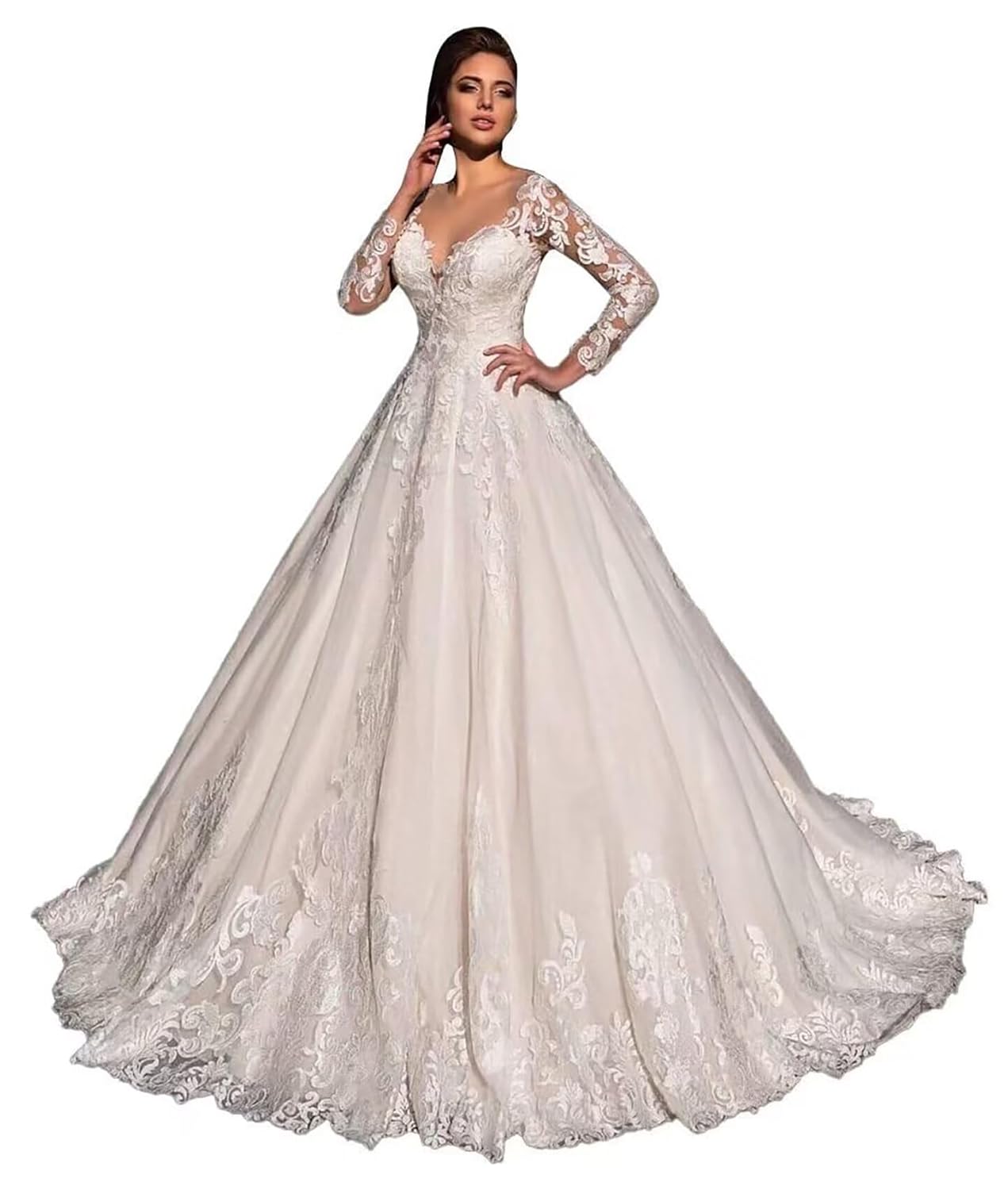 Mermaid Wedding Dresses for Bride Lace Appliques Tulle Beach Bride Dress LW05