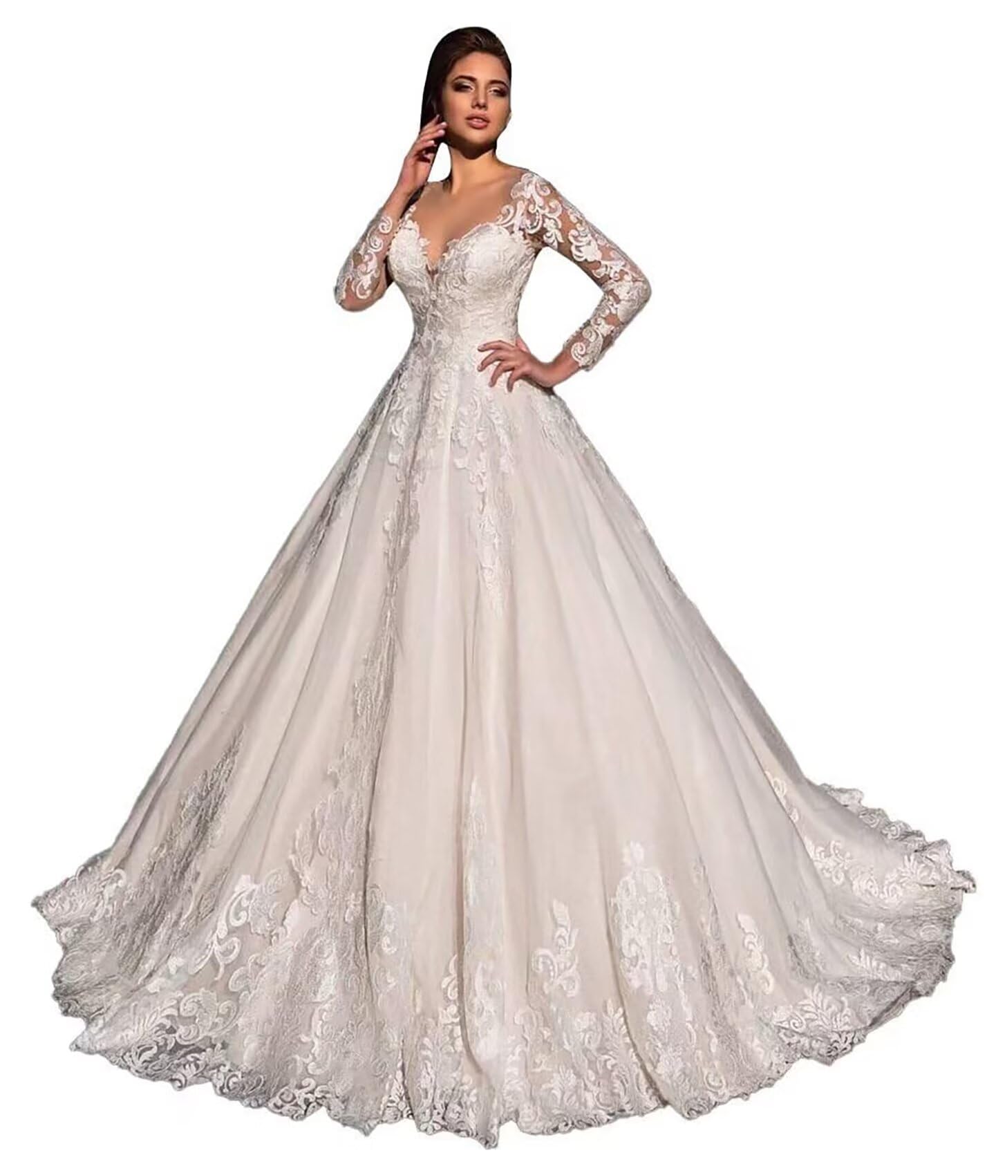 Mermaid Wedding Dresses for Bride Lace Appliques Tulle Beach Bride Dress LW05