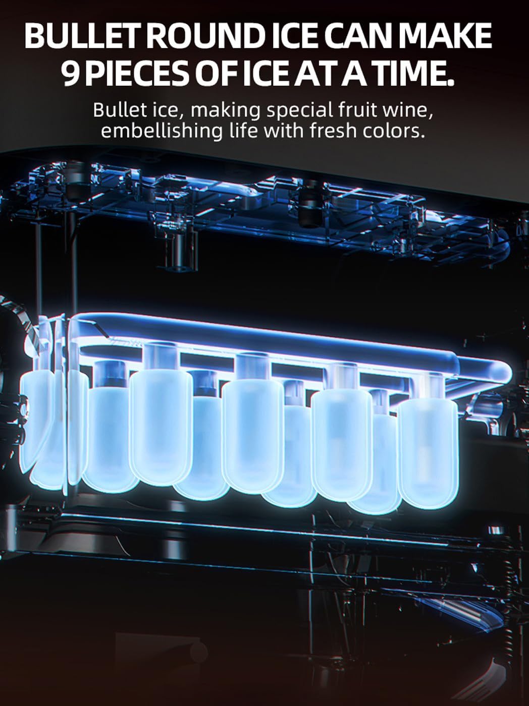 1.2L Mini máquina de Fabricantes de Hielo para encimera - Auto Limpieza, fabrica Cubitos de Hielo Transparentes en 6-10 Minutos | Portable y pequeño, bajo Ruido | para casa, Cocina, Oficina White