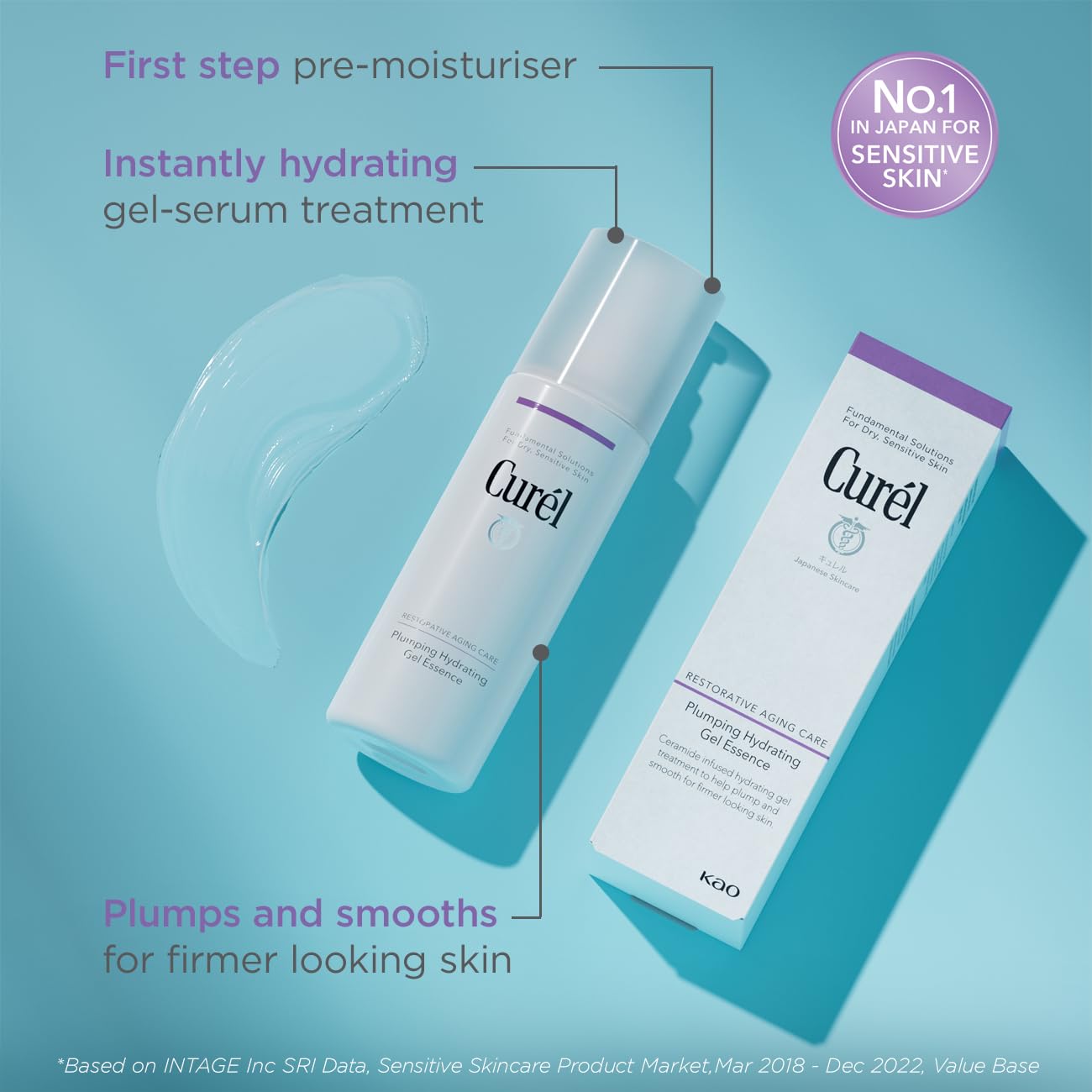 Curél Restorative Aging Care Plumping Hydrating Gel Essence for Dry Sensitive Skin, 140ml, White, 140 ml (Pack of 1) - Image 2