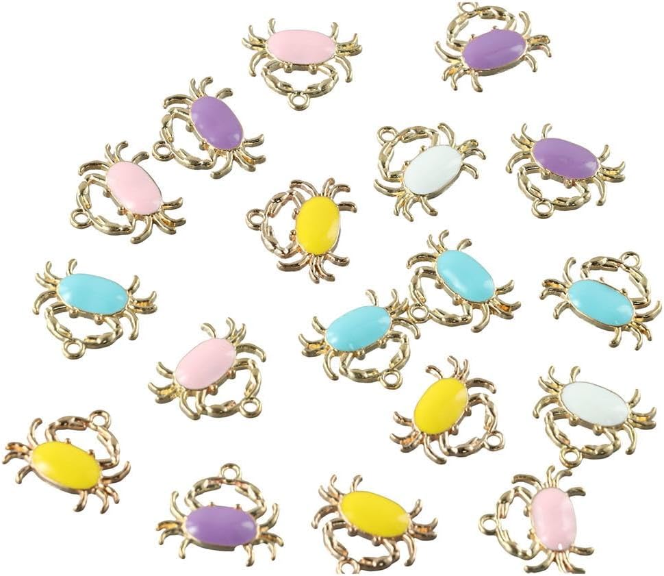 40Pcs Enamel Crab Charms,Random Colors Ocean Animal Charms,Alloy Marine Theme Pendants for Jewelry Making - Image 2